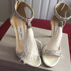 Jimmy Choo ostrich feather and crystal heels